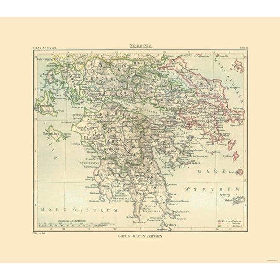 Historic Map - Greece - Perthes 1896 - 26.11 x 23 - Vintage Wall Art
