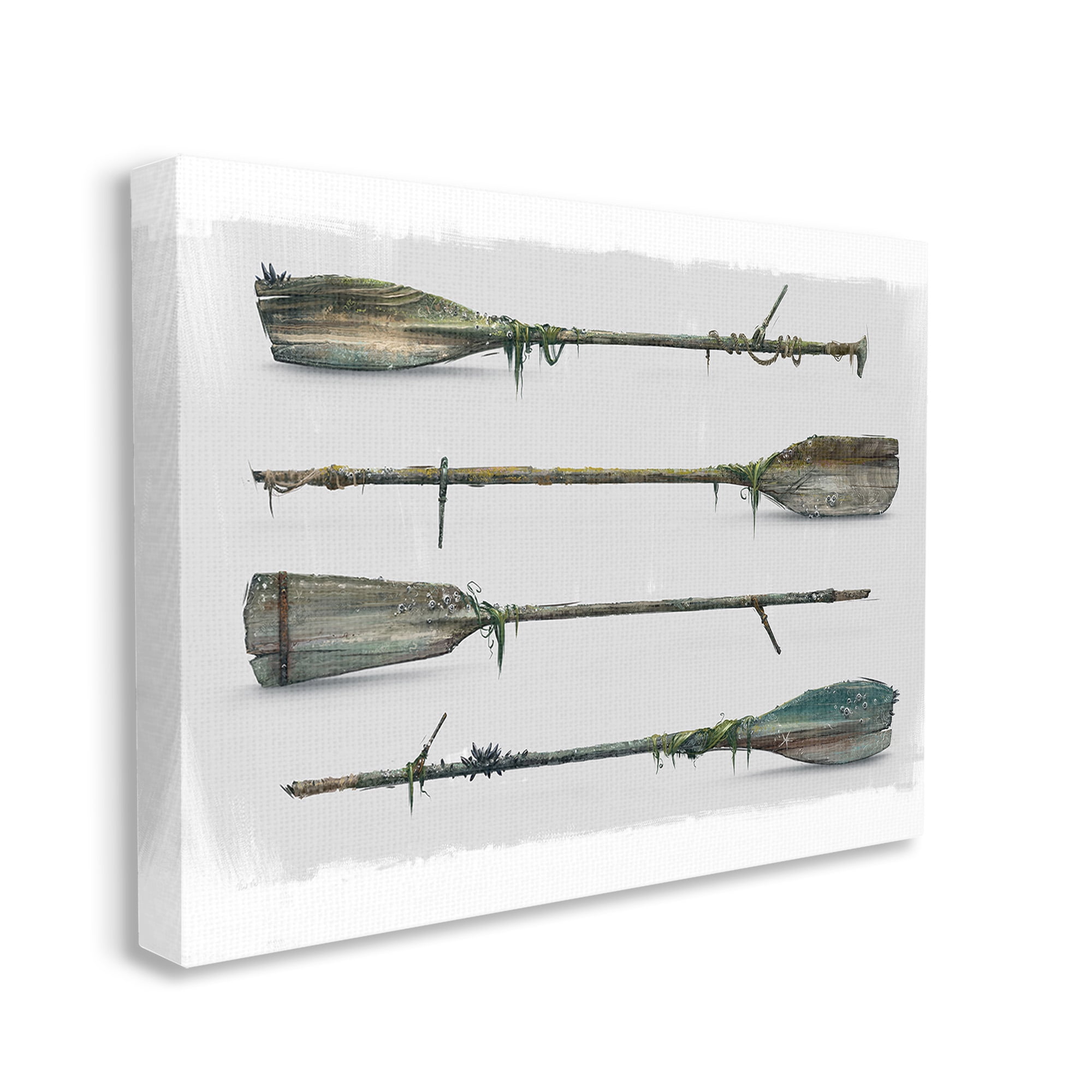 Stupell Industries Vintage Nautical Boat Oars Transportation Painting Gallery Wrapped Canvas Art Print Wall Art, 40 x 30