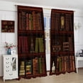 thumbnail image 4 of Room Darkening and Shading Curtains, Retro Bookshelf Curtains, Library Bookshelf Books Neatly Arranged Printed Curtains, Kitchen Bedroom Decoration Curtains, Living Room Curtain Set, 42x54 Inches, 4 of 6