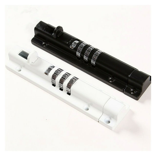Window Gate Security Door Bolt 3 Dial Combination Sliding Bolt Lock with Black and White Finish ,Ultra-Quiet Operation
