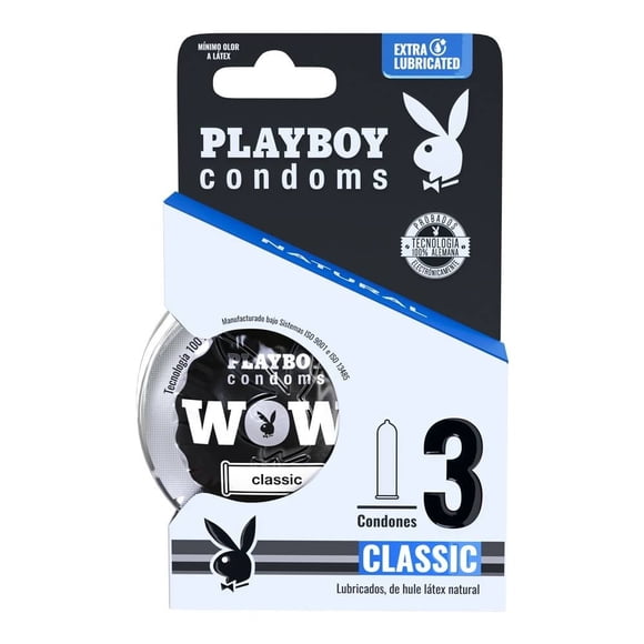 Condones Playboy Classic Lubricados 3 pzas