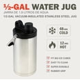 thumbnail image 2 of Ozark Trail 1/2 Gallon Stainless Steel Vacuum Insulated Water Jug with Handle, 64 oz, Keeps Cold & Hot, Silver, 2 of 13
