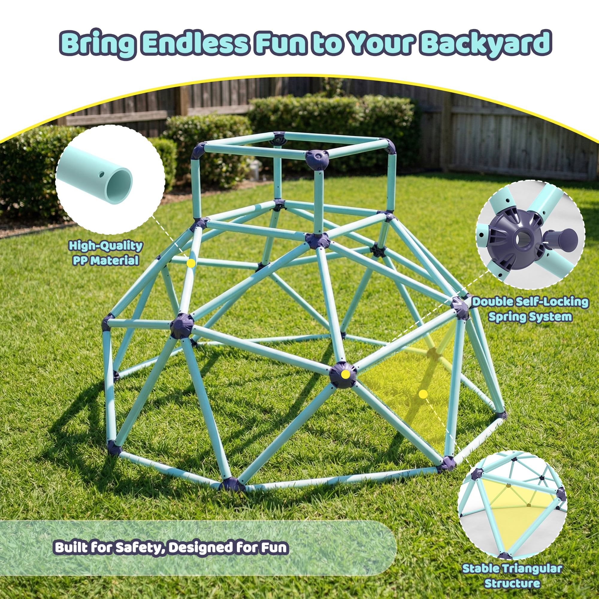 Geometric Climbing Dome for Kids Ages 3 to 10, Galvanized Steel Indoor Outdoor Climbing Frame, Sturdy High Load Capacity, Portable Easy Assembly Play Equipment