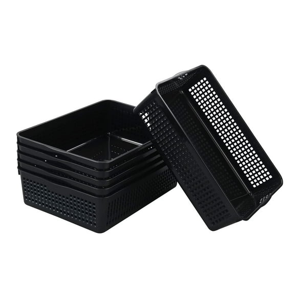 CadineUS 6 Pack Plastic A4 Letter Baskets, Black Office Basket Trays