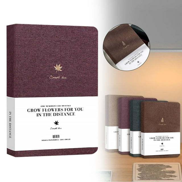 Fournitures de Rentrée Scolaire Décorations de Rentrée Tissu en Lin Premium Carnet à Couverture Rigide A5 Journal Moyen 19x 13x 1,3cm 100gsm Papier Premium Pages Numérotées Poche Intérieure Marron