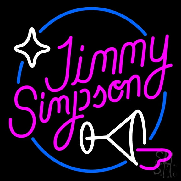Jimmy Simpson LED Neon Sign 10 x 24 - inches, Clear Edge Cut Acrylic Backing, with Dimmer - Bright and Premium built indoor LED Neon Sign for Bar decor.