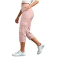 thumbnail image 4 of Wiyuqeen Cargo Capris for Women Summer Casual Loose Capri Pants with Pockets Plus Size High Waisted Work Chino Cropped Pant Pink XXL, 4 of 8