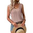 thumbnail image 2 of Women Sleeveless Tank Tops Cable Knit Sweater Vests V Neck Casual Clothes SummerTrendy Outfits 2025 Dark Pink XL, 2 of 7