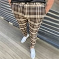 thumbnail image 3 of Mens Casual Fashion Multi-color Digital Print Plaid Suit Pants - Stylish Design for Winter Business Casual, Social Events and Christmas Parties,Brown,L, 3 of 9
