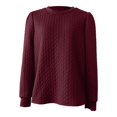 thumbnail image 4 of Baberdicy Womens Tops Women's Puff Long Sleeve Sweatshirts Crewneck Loose Pullover Tops Plus Size Tops for Women Wine, 4 of 4