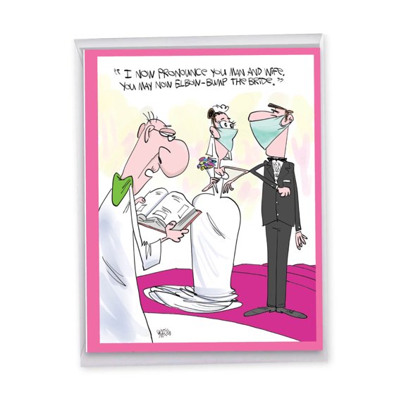 NobleWorks Jumbo Funny Wedding Congratulations Greeting Card 8.5 x 11 Inch with Envelope (1 Pack) Large Jumbo Congrats, Thank You Elbow Bump J9175WDG