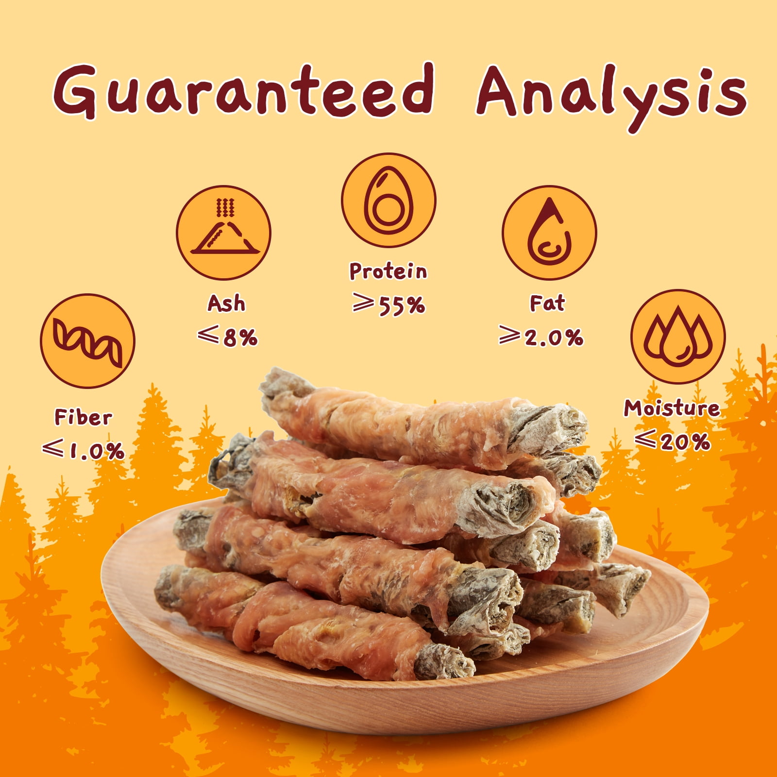 (4 pack) Jungle Calling Dog Treats, High Protein Dog Chewy Treats Healthy Teeth and Coat, Chicken Wrapped Cod Skin Sticks, Rawhide Free Cod Fish Skin Treats for Dogs, 10.6 oz