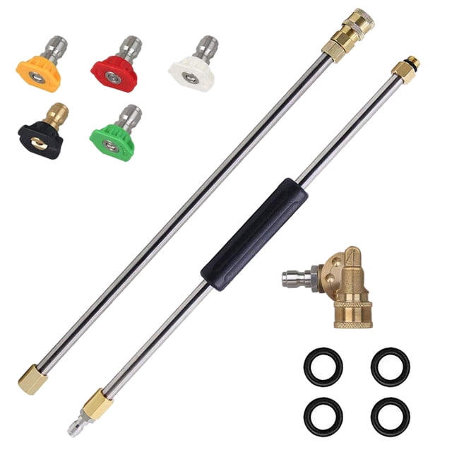 Pressure Washer Extension Spray Wand with 5 Spray Nozzle Tips 1 Pivoting Coupler, 4000 PSI Power Washer Cleaner Accessories Set Gutter Cleaning Tool,colorful
