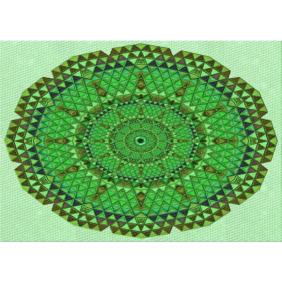 Ahgly Company Indoor Rectangle Patterned Jade Green Area Rugs, 2' x 5'
