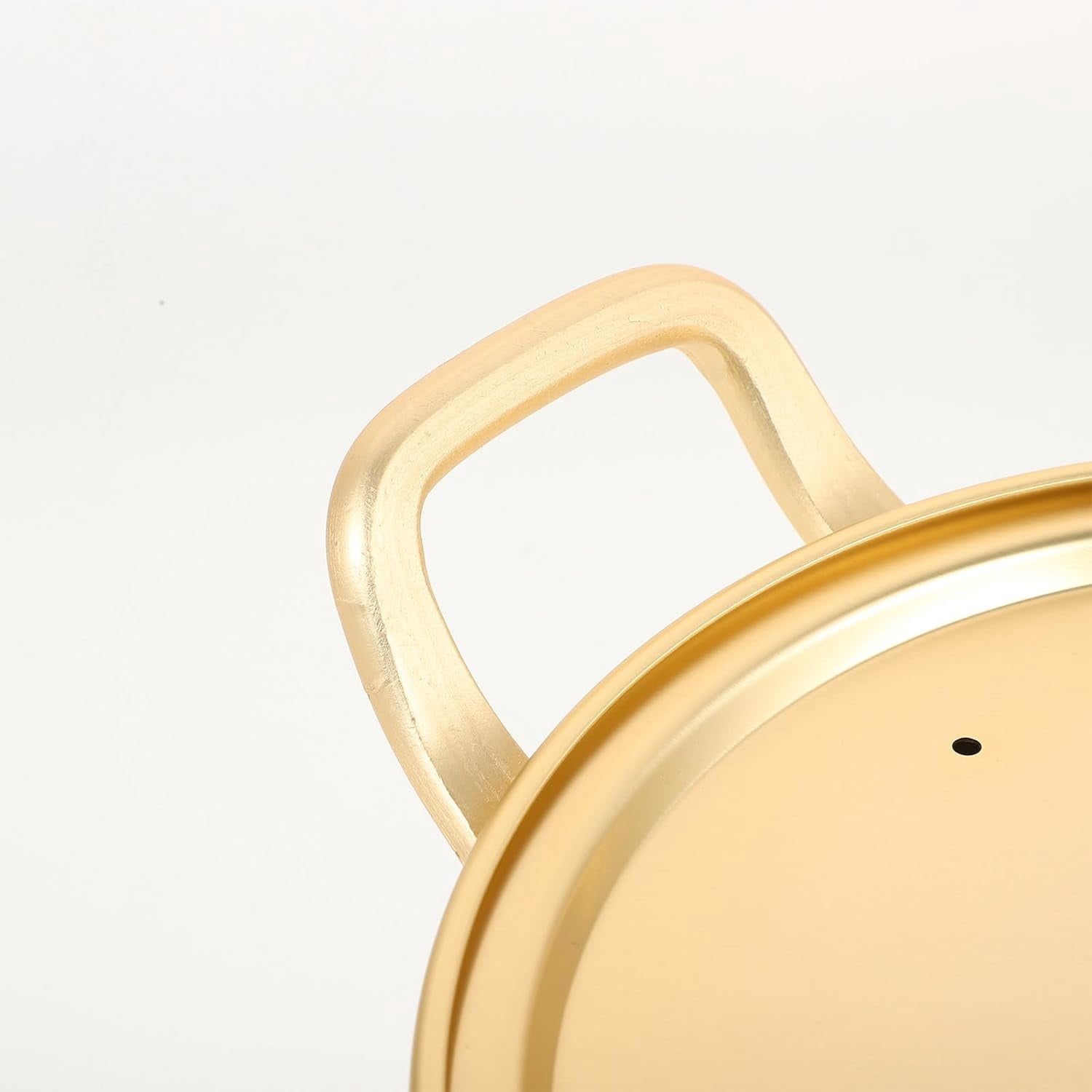 Korean Noodle Cooking Pot 18cm Non-stick Yellow Aluminum Soup Pot with Lid Double Handles Portable Cookware for Instant Ramen and Household Kitchen Use
