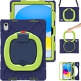 thumbnail image 5 of Case for iPad (A16) 11th/10th Gen 11/10.9 inch 2025/2022, 360 Degree Rotating Hand Grip Shockproof Cover with Shoulder Strap, NavyBlue Lime, 5 of 7