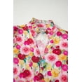 thumbnail image 5 of Women's Pink Floral Frilled V-Neck Blouse – Casual Puff Sleeve Top for Summer Outings, XL, 5 of 11