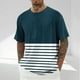 thumbnail image 1 of Blusas y camisas de manga corta con cuello redondo para hombre, blusa informal de poliéster con hombros descubiertos, estampado a rayas y manga corta para hombre., 1 of 5