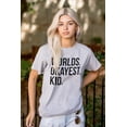 thumbnail image 3 of Worlds Okayest Kid Son Daughter Funny Plus Size Crewneck Graphic Tee Shirt Brisco Brands 3X, 3 of 4