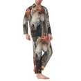 thumbnail image 2 of KLL Vintage Floral White Horse Sleepwear Mens Flannel Pajamas,Long Cotton Pj Set, 2 of 7