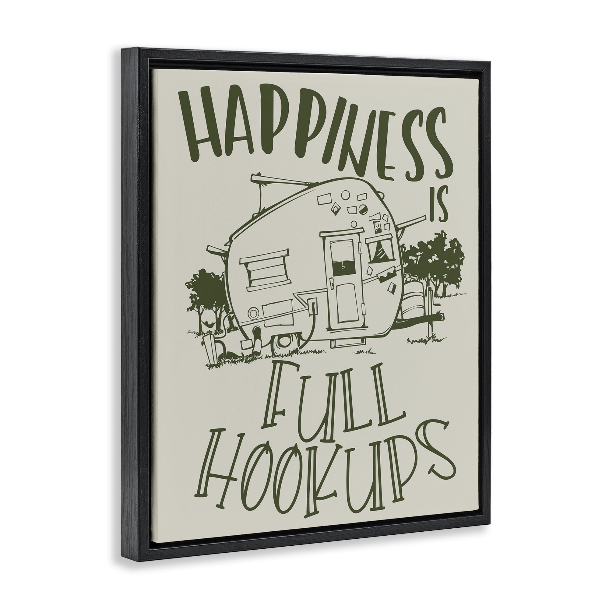 Stupell Industries Full Hookups Camping Landscape Painting Black Floater Framed Art Print Wall Art, 17 x 21