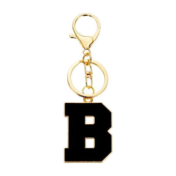 Uxcell Initial Letter Keychain, Black A-Z Alphabet Keyring A-Z Letter, Personalized Metal Key Chain for Women Men Gift Purse Handbags Car Key Rings (B)