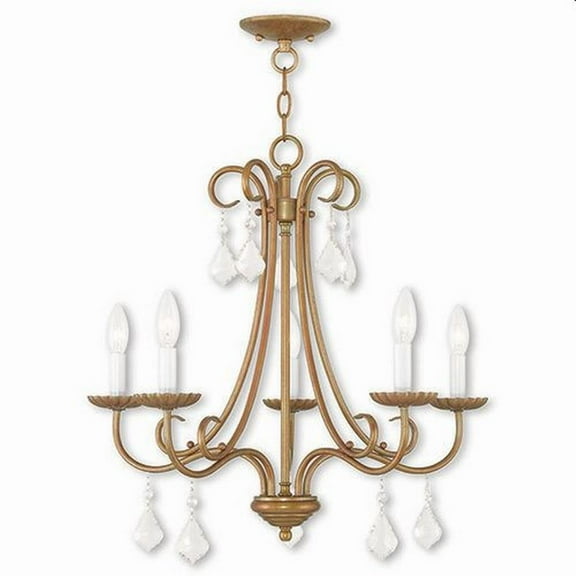 Traditional French Country Five Light Chandelier-Antique Gold Leaf Finish Bailey Street Home 218-Bel-2255839