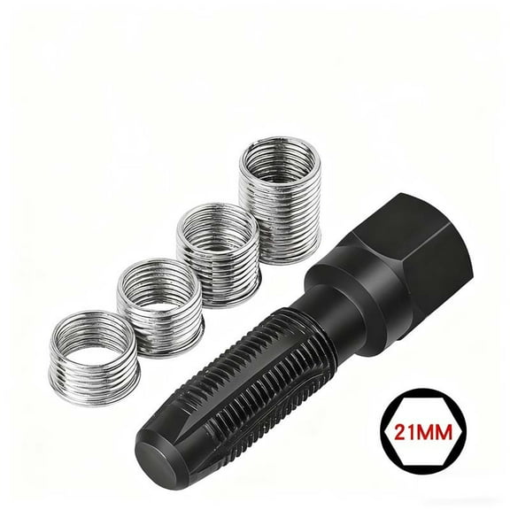 Uuiauoio Automotive Spark Plug Thread Repair Kit | High-Carbon Steel Tap & Insert Set for Damaged Threads | Universal Car Engine Maintenance Tool with Storage Case