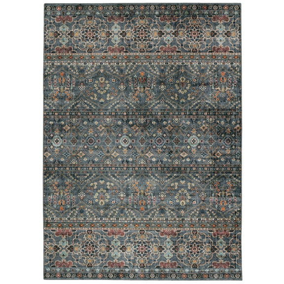 Linon Washable Grant Teal/Ivory 5x7, Rug