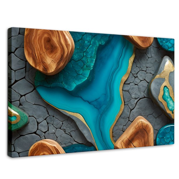 Cuadro Decorativo Canvas Abstracto Textura Ágata Verde 90x60 Canvas Revolution