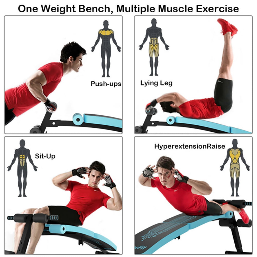 YYAo Adjustable Weight Bench,Workout Bench Press, Exercise Training Bench,Abdominal Twister Trainer with Adjustable Height Exercise Bench-Blue