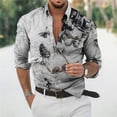 thumbnail image 3 of Camisas de moda para hombre, camisa hawaiana con mariposas, camisa con estampado 3D de flores de manga larga, camiseta de playa con cuello en V de gran tamaño, ropa para hombre, 3 of 4
