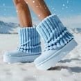 thumbnail image 2 of GJPBGK Women’s Warm Fuzzy Knit Mid-Calf Winter Snow Boots Cozy Outdoor Footwear Platform Flat Comfort Outdoor Winter Fashion Boots, 2 of 8