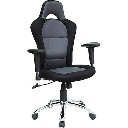 race car style bucket seat office chair with arms, black and gray race car style bucket seat office chair with arms, black and gray