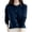 Navy, variant on Cardigan Sweaters for Women Knit Button Down Sweater Long Sleeve Casual Crewneck Solid Color Cardigan Knitwear Coat