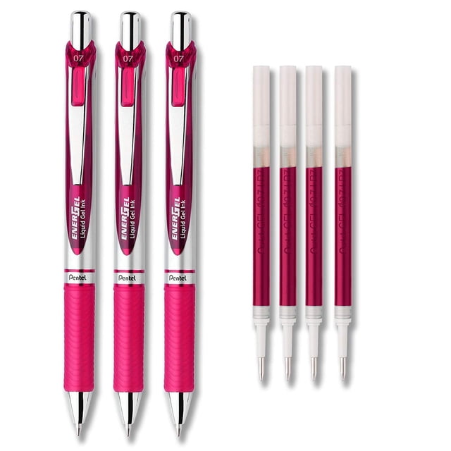 Set de 3 bolígrafos Pentel EnerGel Deluxe RTX gel, 0.7mm, rosa