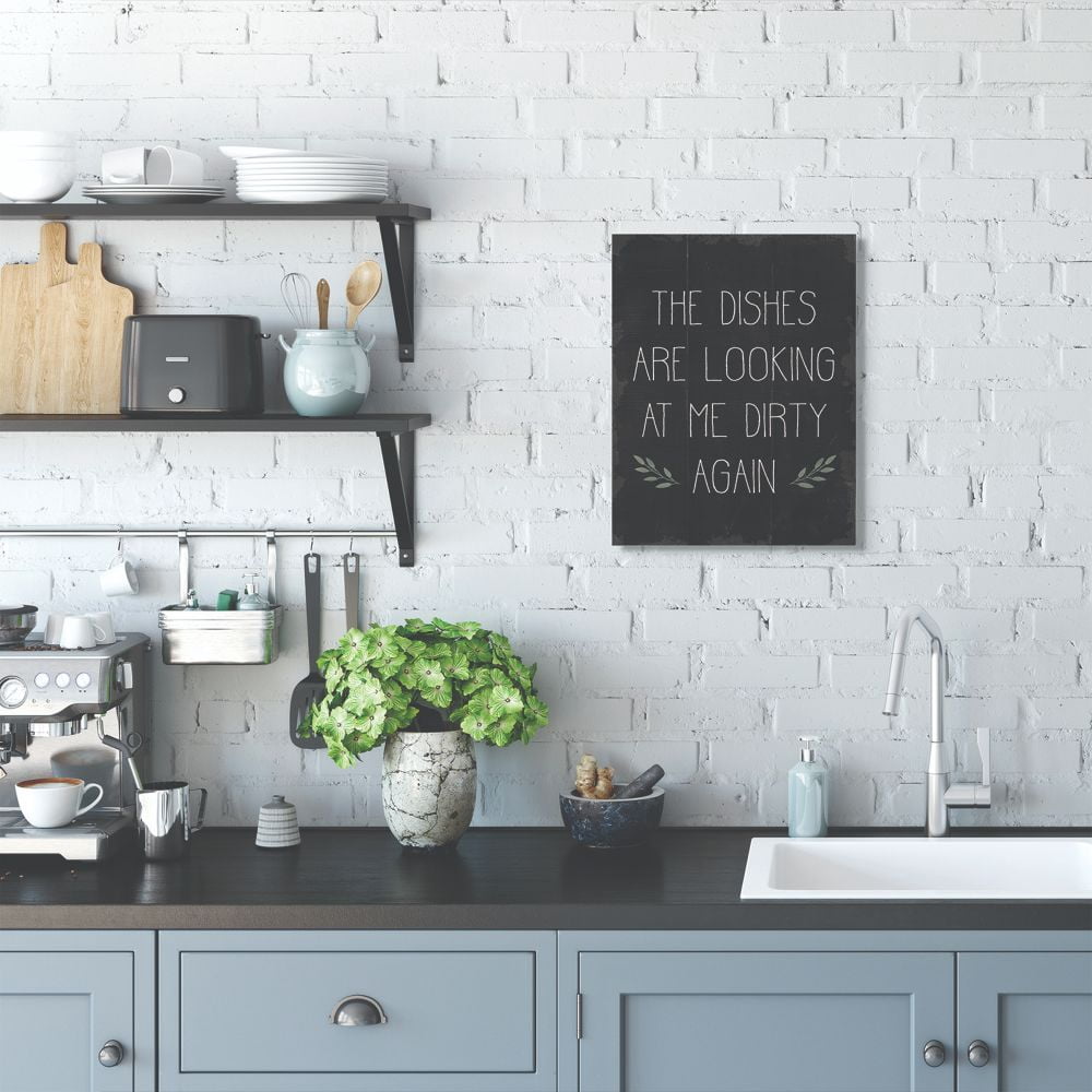 Stupell Industries Dishes Looking Dirty Funny Family Kitchen Word Design Canvas Wall Art by Daphne Polselli