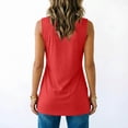 thumbnail image 4 of DailyTrove Women Crew Neck Side Split Long Length Loose Sleeveless Casual Tank Shirt, 4 of 6
