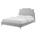thumbnail image 1 of Platform Bed Frame, Twin Size, Velvet, Light Grey Gray, Modern Contemporary Urban Design, Bedroom Master Guest Suite, 1 of 10