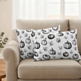 thumbnail image 2 of Black Gray Thanksgiving Outdoor Waterproof Pillow Covers, Fall Pumpkins Leaves Watercolor Art Decorative Rectangle Throw Pillowcase Sofa Cushion Sham for Patio/Couch/Chair, 20"x12" 2 Pack, 2 of 8