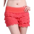 thumbnail image 4 of HDE Women's Fitted Scallop Hem Crochet Lace Mini Shorts (Coral, Medium), 4 of 4