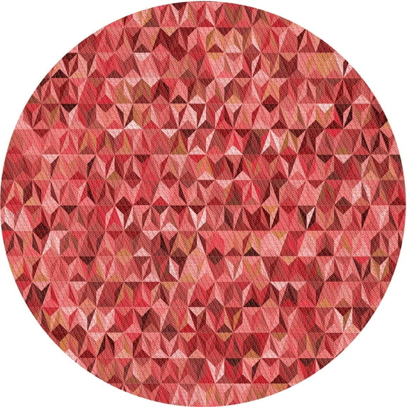Ahgly Company Indoor Round Patterned Ferrari Red Area Rugs, 6' Round