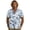 Blue Palm Leaf, variant on Xixirimido Red Tie-dye Print Men's Relaxed Fit Linen Shirt, Cuban Collar Short Sleeve Breathable Casual Summer Vacation Shirt, Large