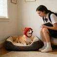 thumbnail image 4 of Knitted Pet Hat Windproof Dog Head Cover with Adjustable Strap,Cozy Soft Beanie Cap for French Bulldogs,Cats & Puppies, 4 of 5