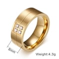 thumbnail image 2 of Yellow Gold Plated 8mm AAA CZ Titanium Steel Mens Ring Men Wedding Band Man Ring, 2 of 7