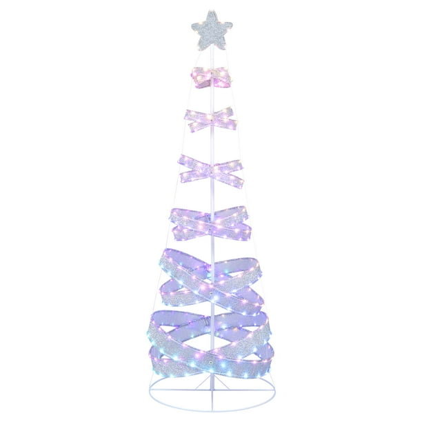Costway Árbol de Navidad en Espiral Preiluminado, Árbol Artificial Iluminado con 341 Luces LED, 34 Modos de Iluminación