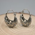 thumbnail image 3 of K-KED Solid 925 Sterling Silver Hoop Women Gift Lucky Hollow Carved Flower Earrings, 3 of 4
