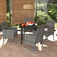 thumbnail image 1 of vidaXL 5 Piece Garden Dining Set with Cushions Poly Rattan Grey, 1 of 8