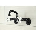 thumbnail image 2 of Kingston Brass KS612MB Kingston Two-Handle 2-Hole Wall Mount Bar Faucet in Matte Black, 2 of 8