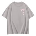 thumbnail image 3 of NAMTYQX Womens T Shirts Print Print Trendy Plus Size Comfy Soft Stretch Short Sleeve Crewneck Womens Blouses Light Gray Size XL, 3 of 4